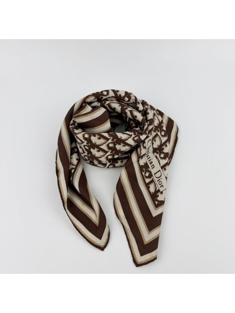 Dior Scarf Brown Silk Vintage - Picture 2 of 15